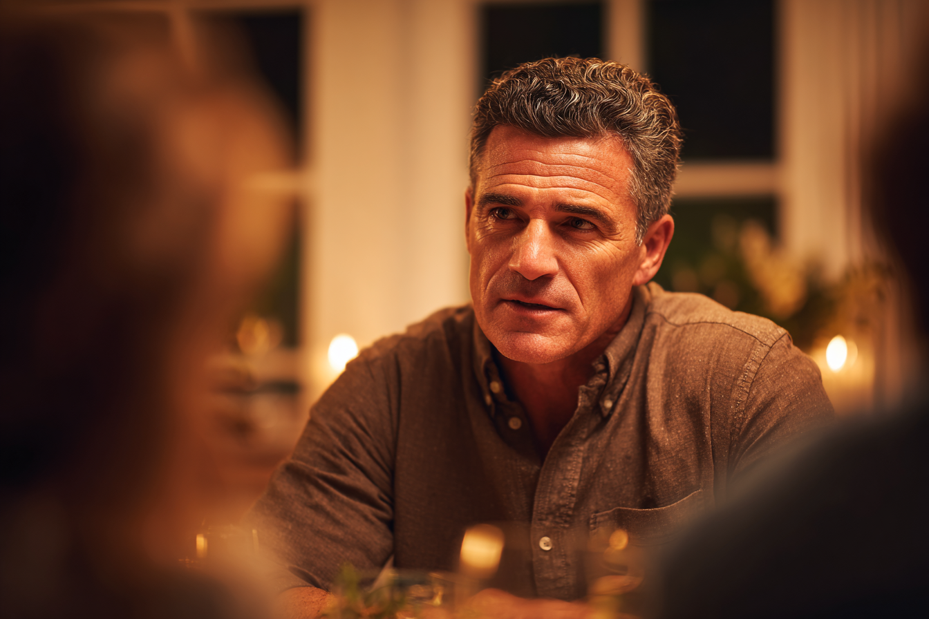 Un hombre sentado a la mesa | Fuente: Midjourney