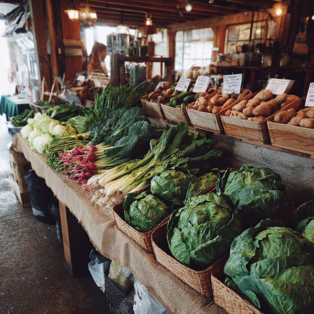 Un puesto en un mercado agrícola | Fuente: Midjourney