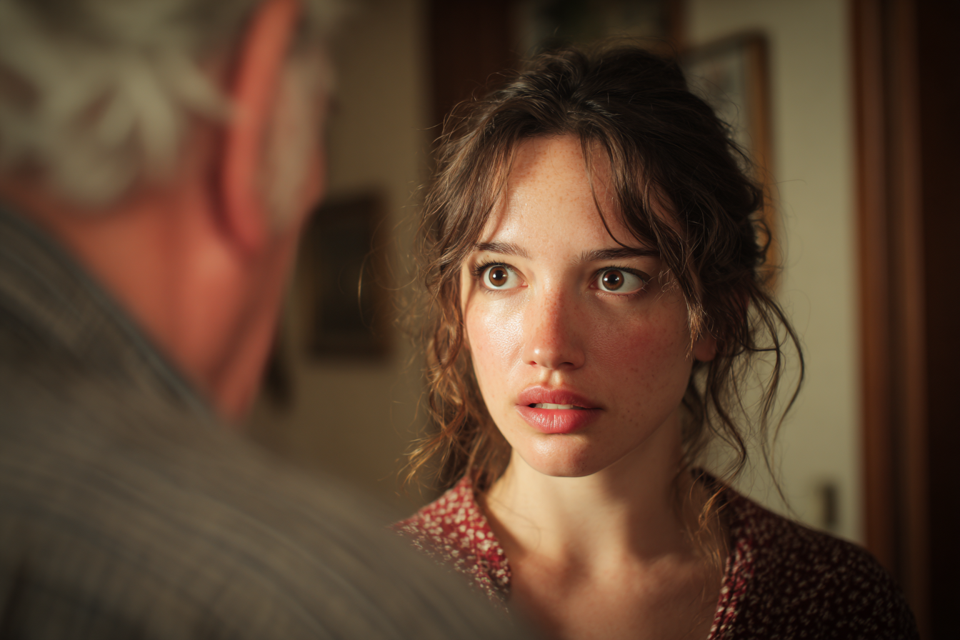 Una mujer hablando con su padre | Fuente: Midjourney
