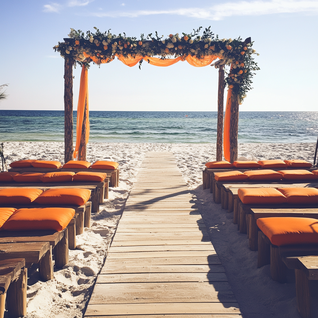 El escenario de una boda en la playa | Fuente: Midjourney