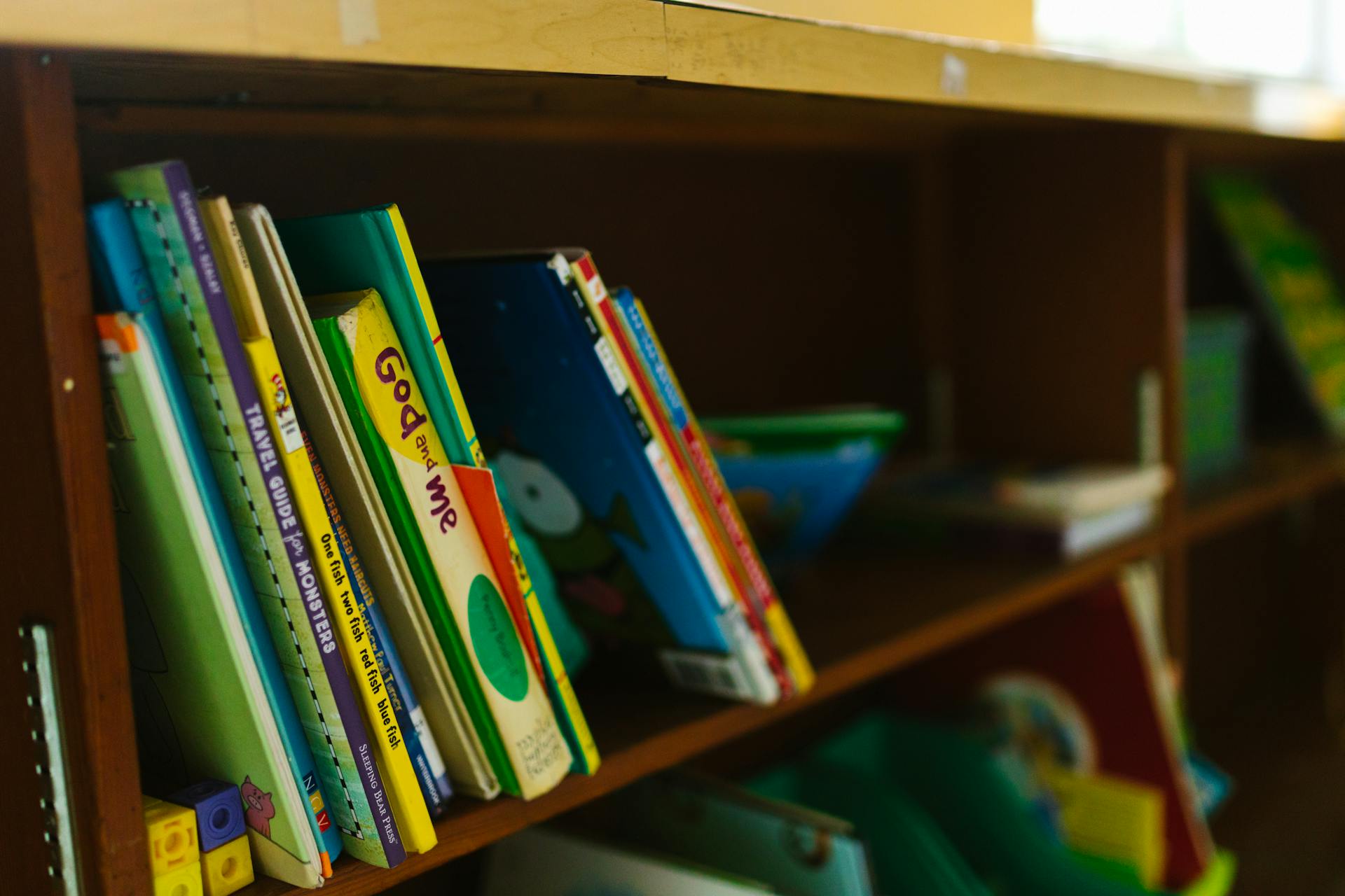 Libros infantiles en una estantería | Fuente: Pexels