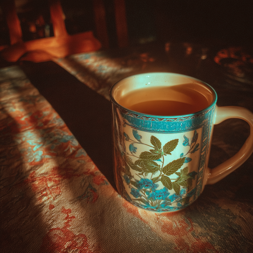 Una taza de té de menta | Fuente: Midjourney