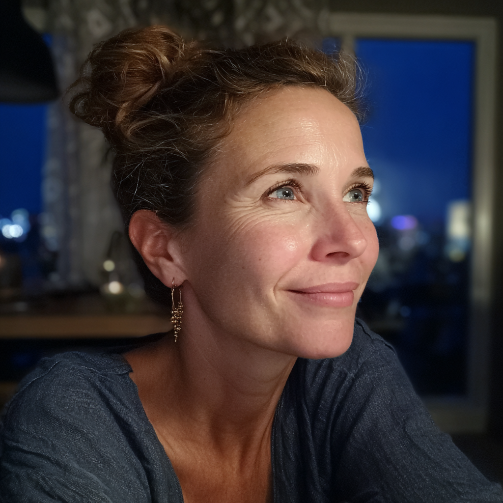 Primer plano de una mujer sonriente | Fuente: Midjourney