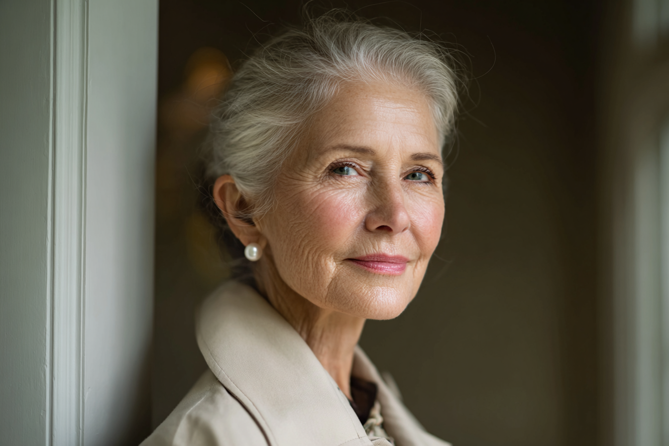 Una mujer mayor sonriendo | Fuente: Midjourney