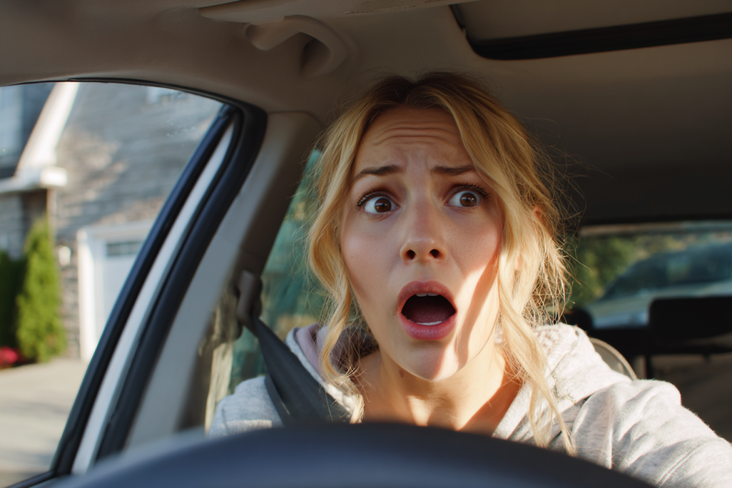 Una mujer conmocionada sentada en su automóvil | Fuente: Midjourney