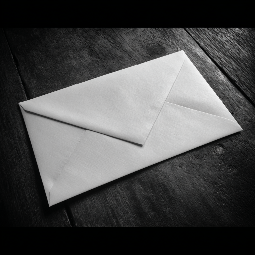 Un sobre sobre una mesa | Fuente: Midjourney
