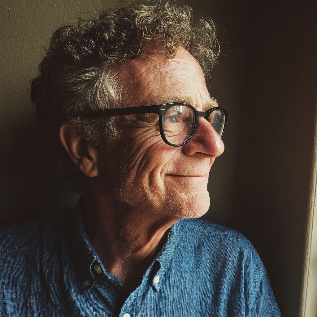 Un anciano sonriente con gafas | Fuente: Midjourney