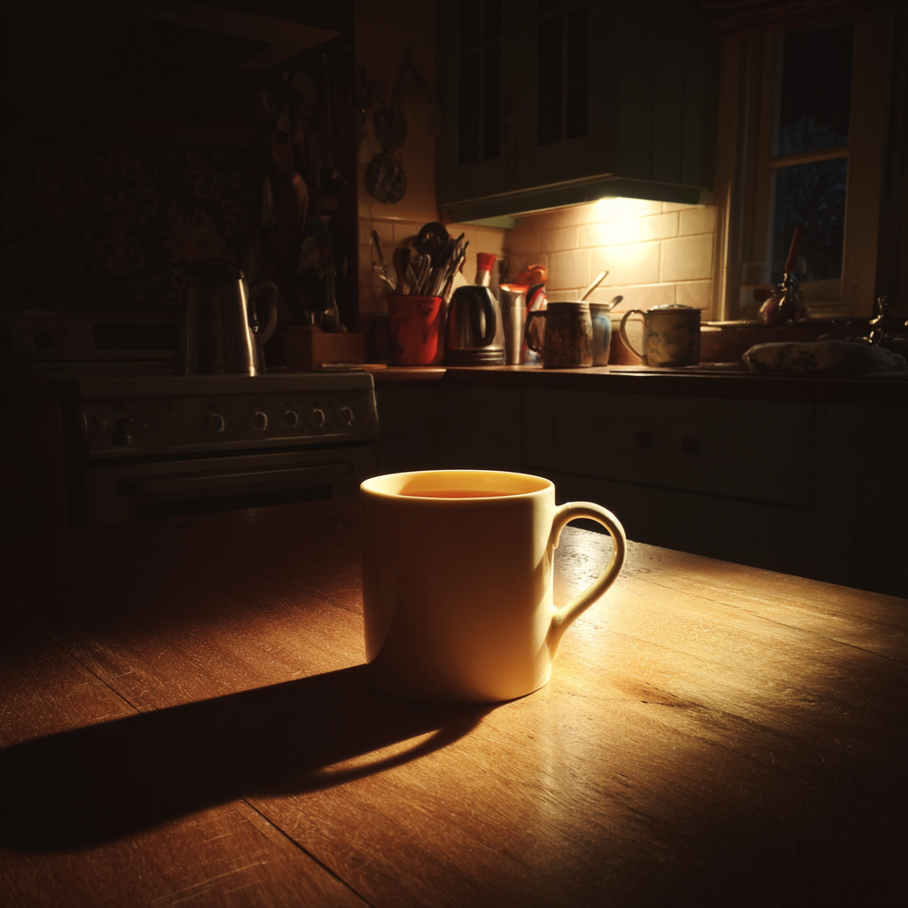 Una taza de té sobre una mesa | Fuente: Midjourney