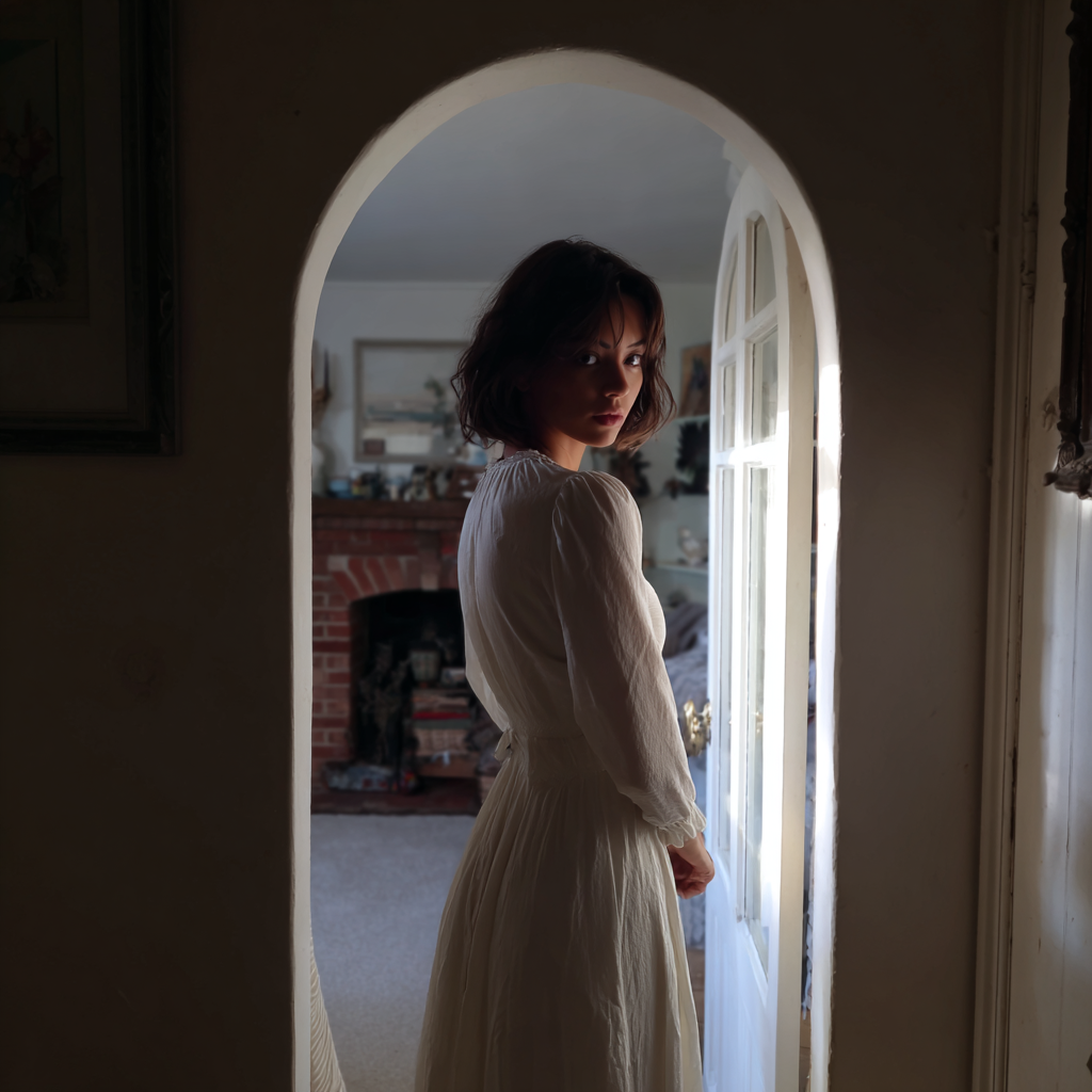 Una mujer con un vestido blanco largo | Fuente: Midjourney