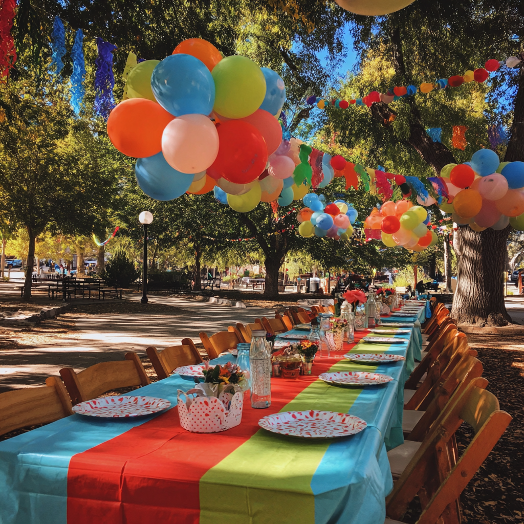 Fiesta de cumpleaños de un niño en un parque | Fuente: Midjourney