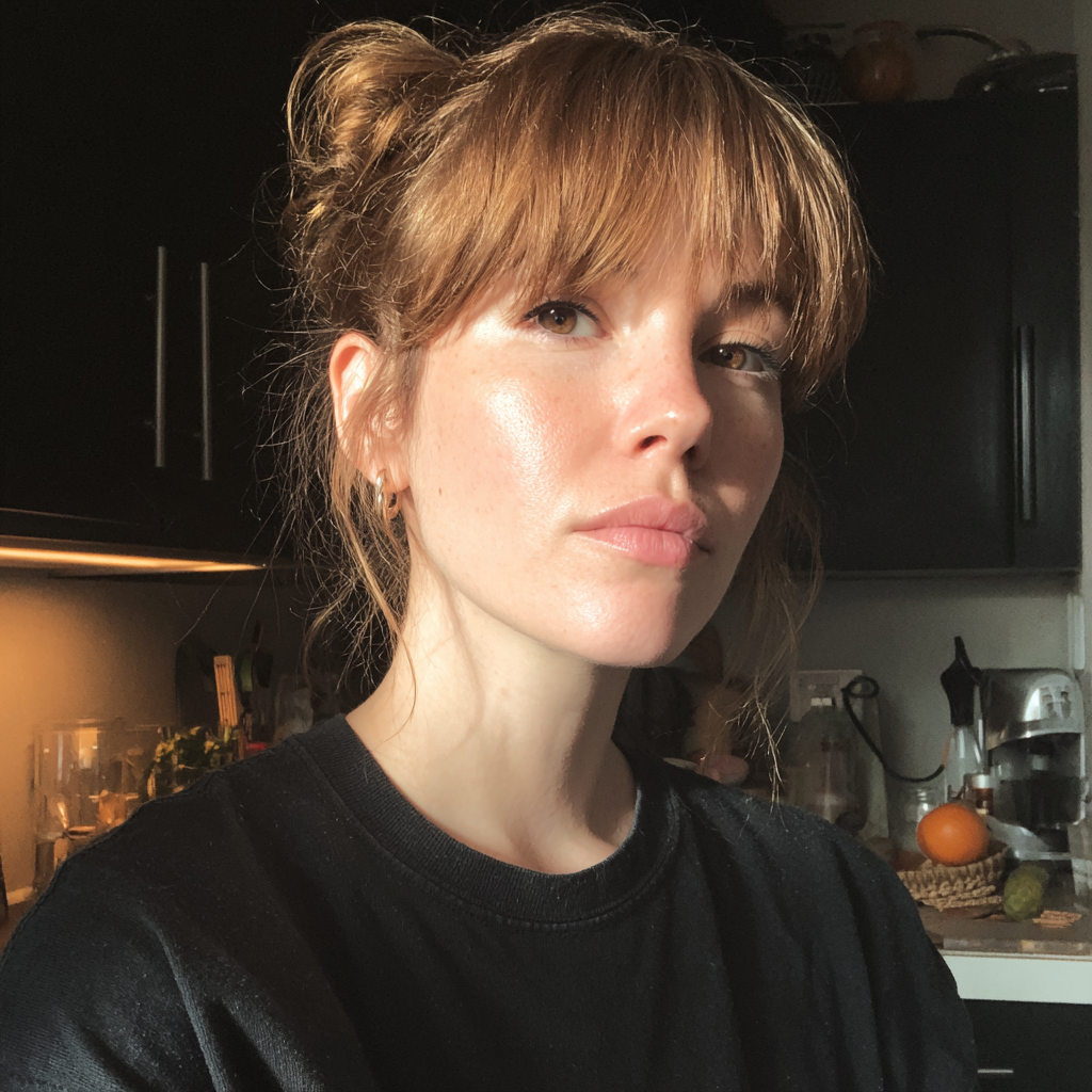 Una mujer pensativa de pie en una cocina | Fuente: Midjourney