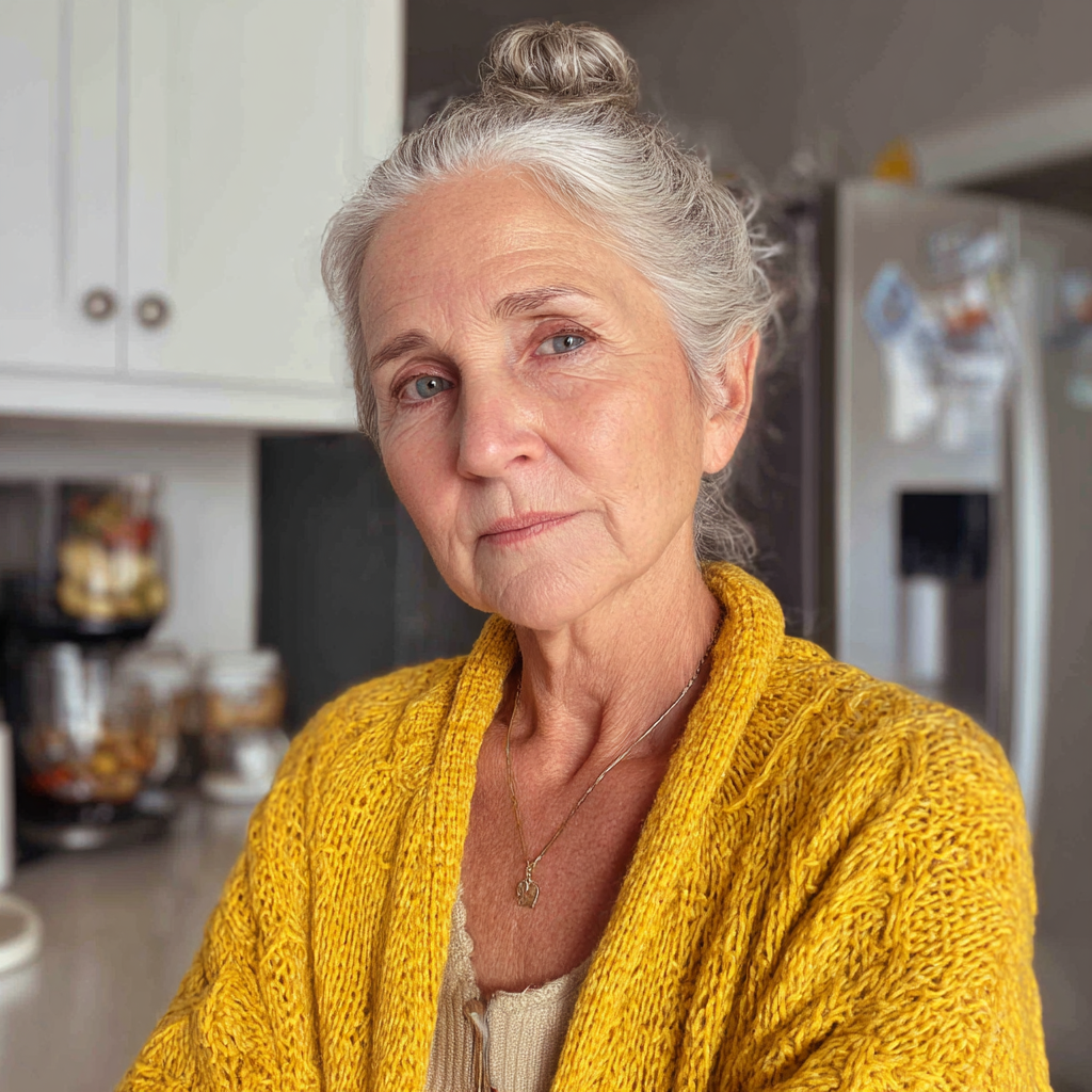 Una abuela con una rebeca amarilla | Fuente: Midjourney