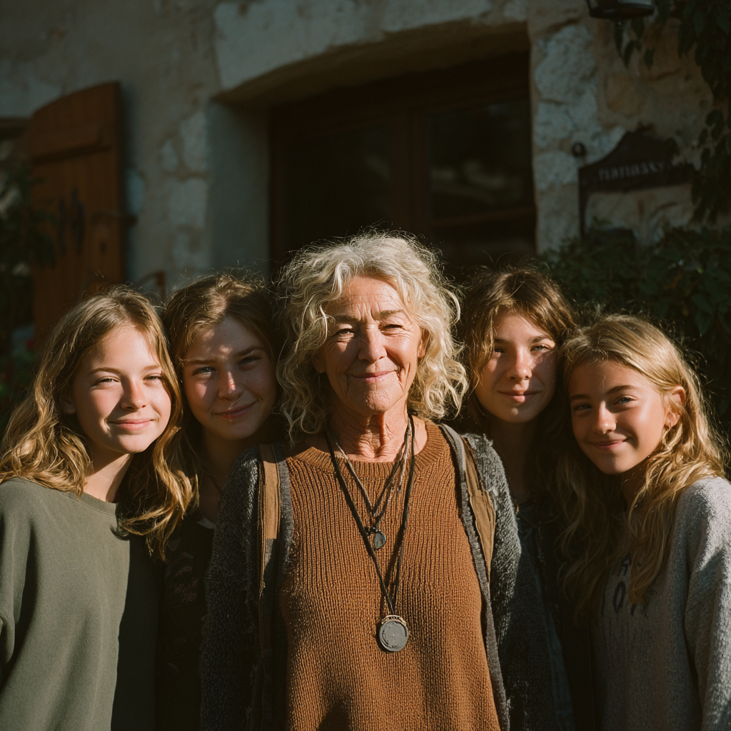 Hermanos felices con su abuela | Fuente: Midjourney