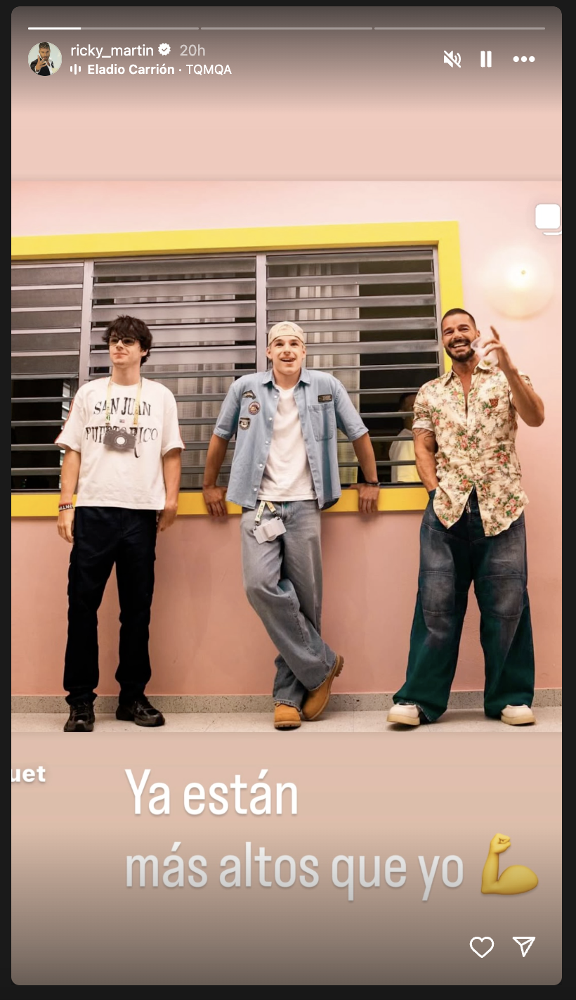 Ricky Martín disfruta de concierto de Bad Bunny junto a Matteo y Valentino. | Fuente: Instagram/ricky_martin.