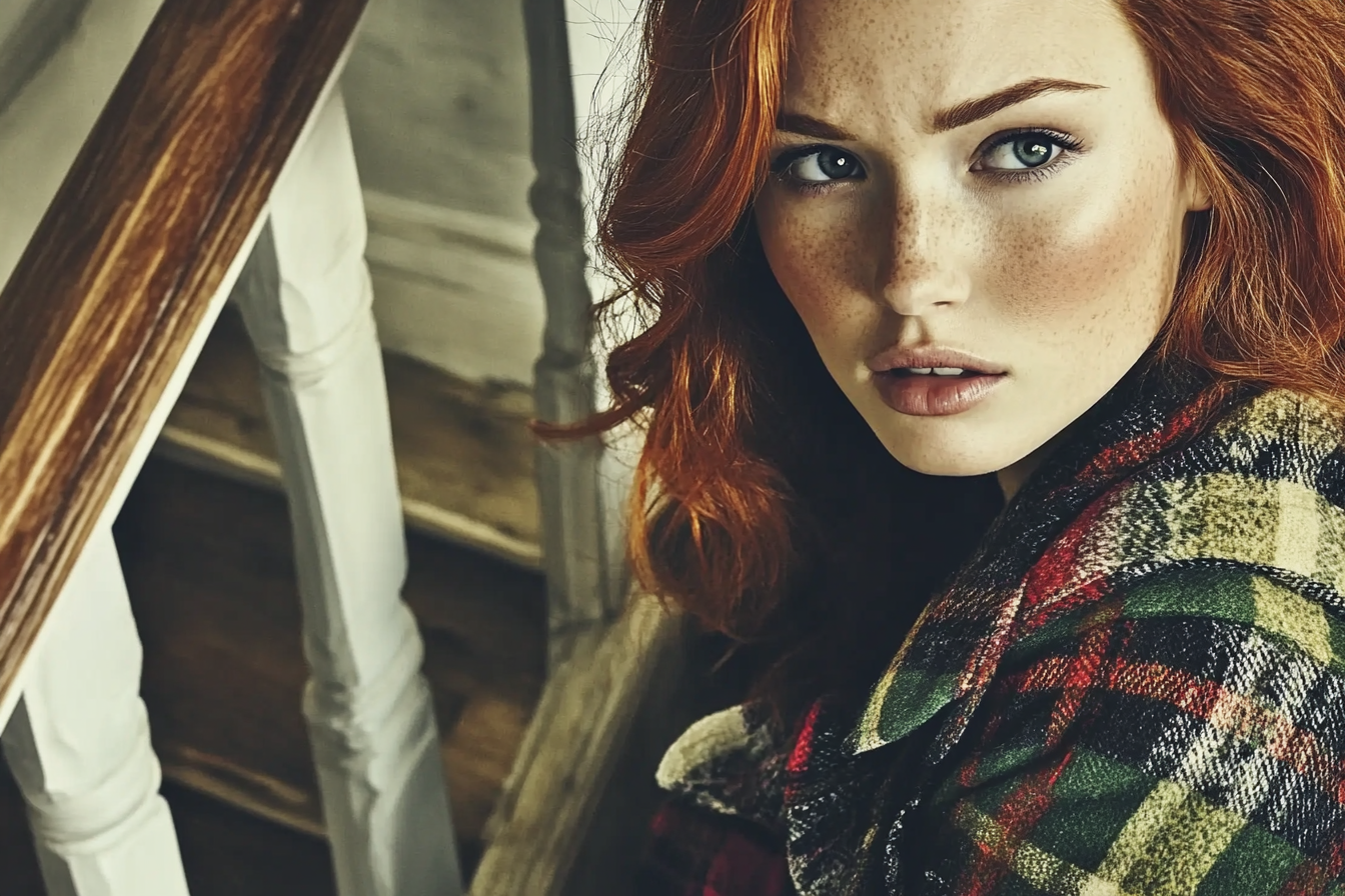 Una mujer junto a una escalera | Fuente: Midjourney
