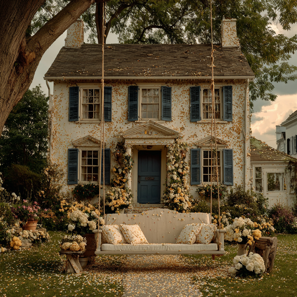 Una casa con manchas de huevo | Fuente: Midjourney