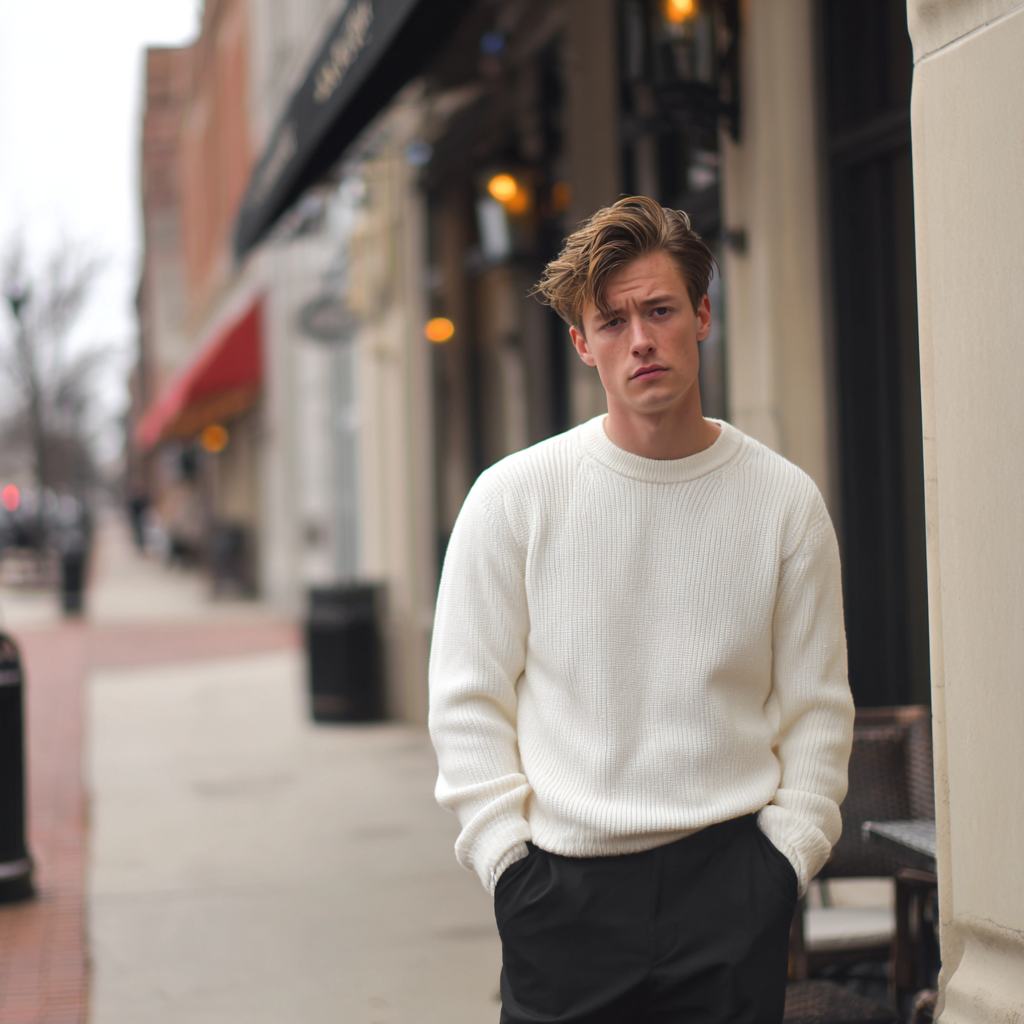 Un hombre de pie en una acera | Fuente: Midjourney