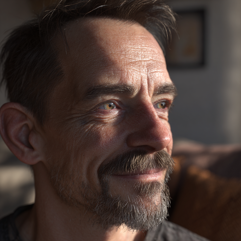 Un hombre de mediana edad mirando a alguien | Fuente: Midjourney