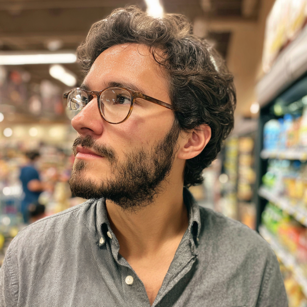 Un hombre de pie en un supermercado | Fuente: Midjourney