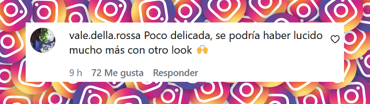 Comentario de una usuaria sobre el look de Pampita para el debut de la Argentina en el Mundial 2026 | Fuente: Instagram/lanacioncom