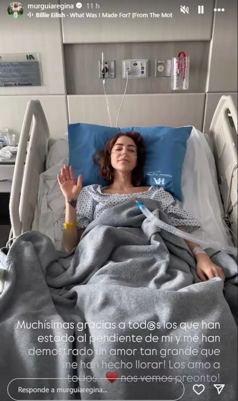 Regina Murguía desde la cama de un hospital | Fuente: Instagram Stories/murguiaregina