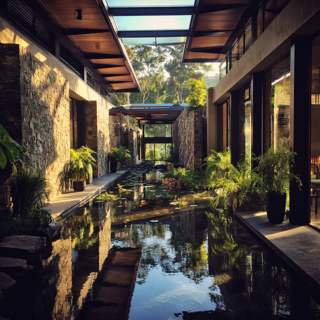 El exterior de un balneario | Fuente: Midjourney