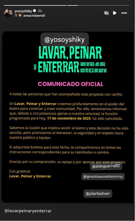 Comunicado oficial | Fuente: Instagram/yosoyshiky