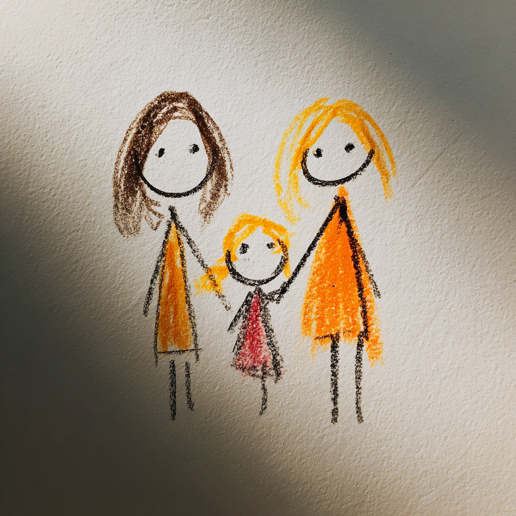 Dibujo infantil de figuras de palo | Fuente: Midjourney