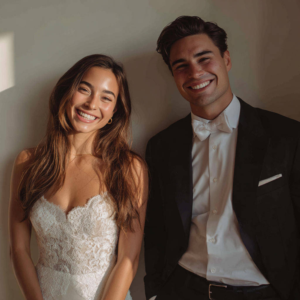 Una joven pareja sonriente | Fuente: Midjourney