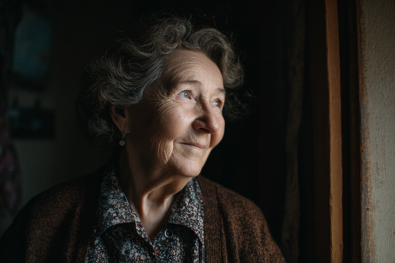 Una mujer mayor sonriendo | Fuente: Midjourney