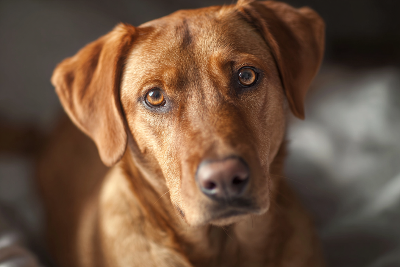 Un perro mirando al frente | Fuente: Midjourney