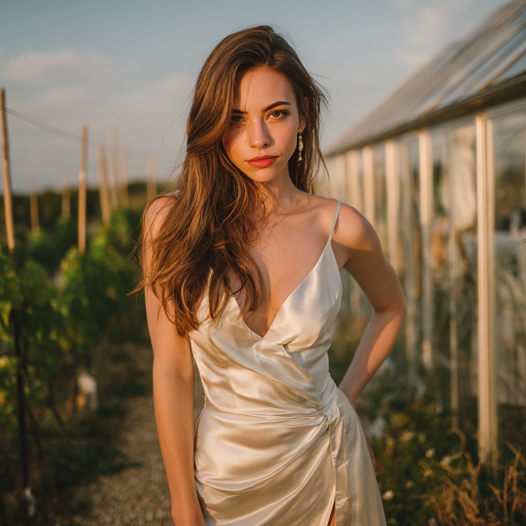 Primer plano de una novia con un vestido de seda | Fuente: Midjourney