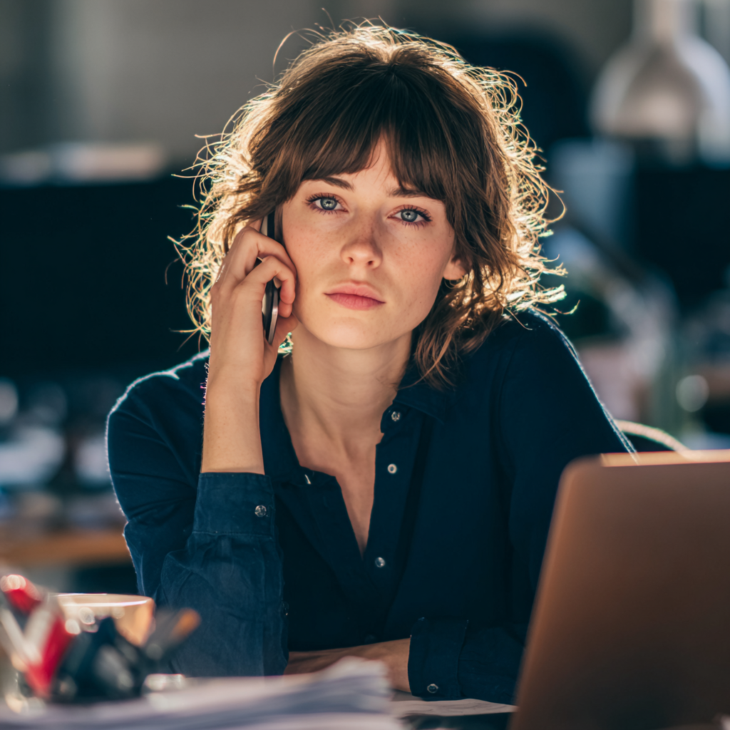 Una mujer hablando por el móvil | Fuente: Midjourney
