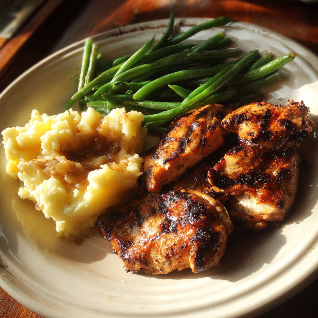 Un plato de comida sobre una mesa | Fuente: Midjourney