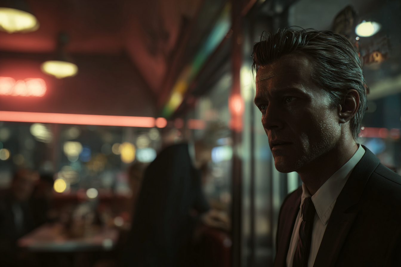 Un hombre de pie en una cafetería | Fuente: Midjourney