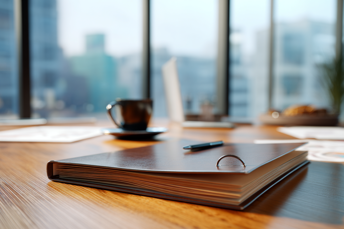 Una carpeta sobre una mesa | Fuente: Midjourney