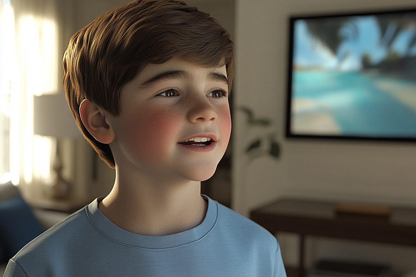 Un niño sonriendo mientras habla | Fuente: Midjourney