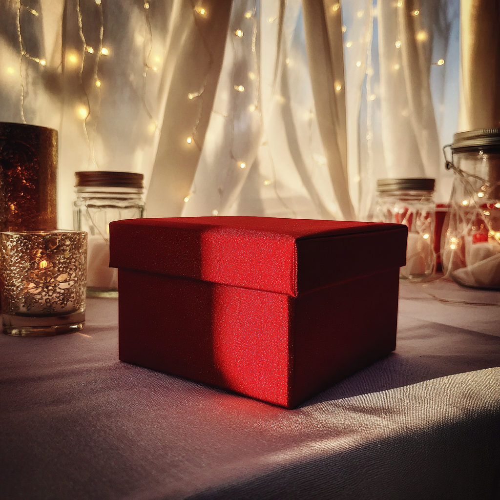 Una caja roja sobre una mesa | Fuente: Midjourney