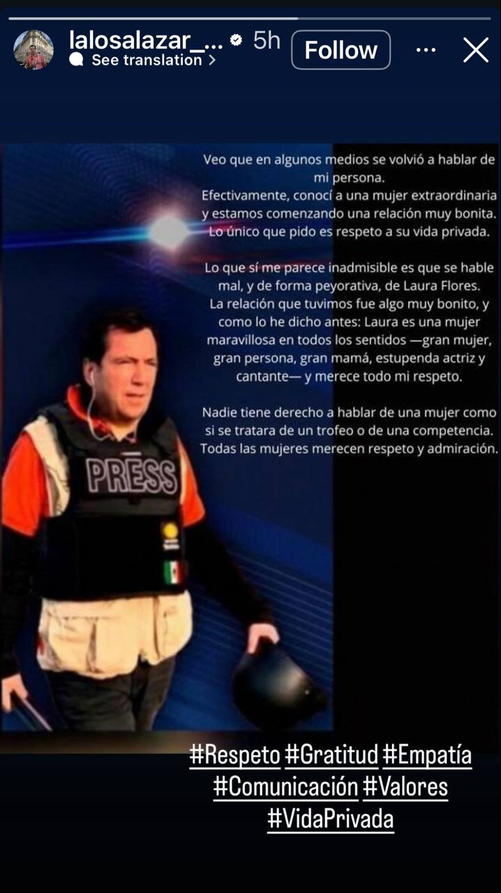 El mensaje completo de Lalo Salazar de sus historias de Instagram | Fuente: Instagram/lalosalazar_oficial