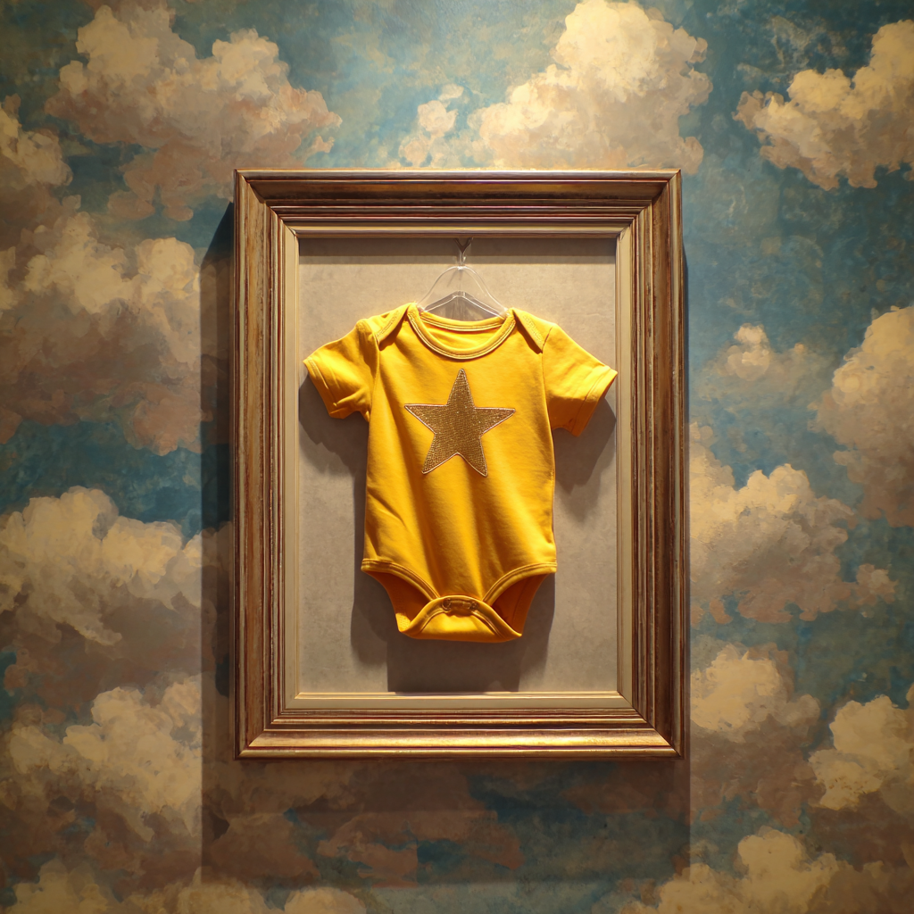 Un body de bebé enmarcado | Fuente: Midjourney