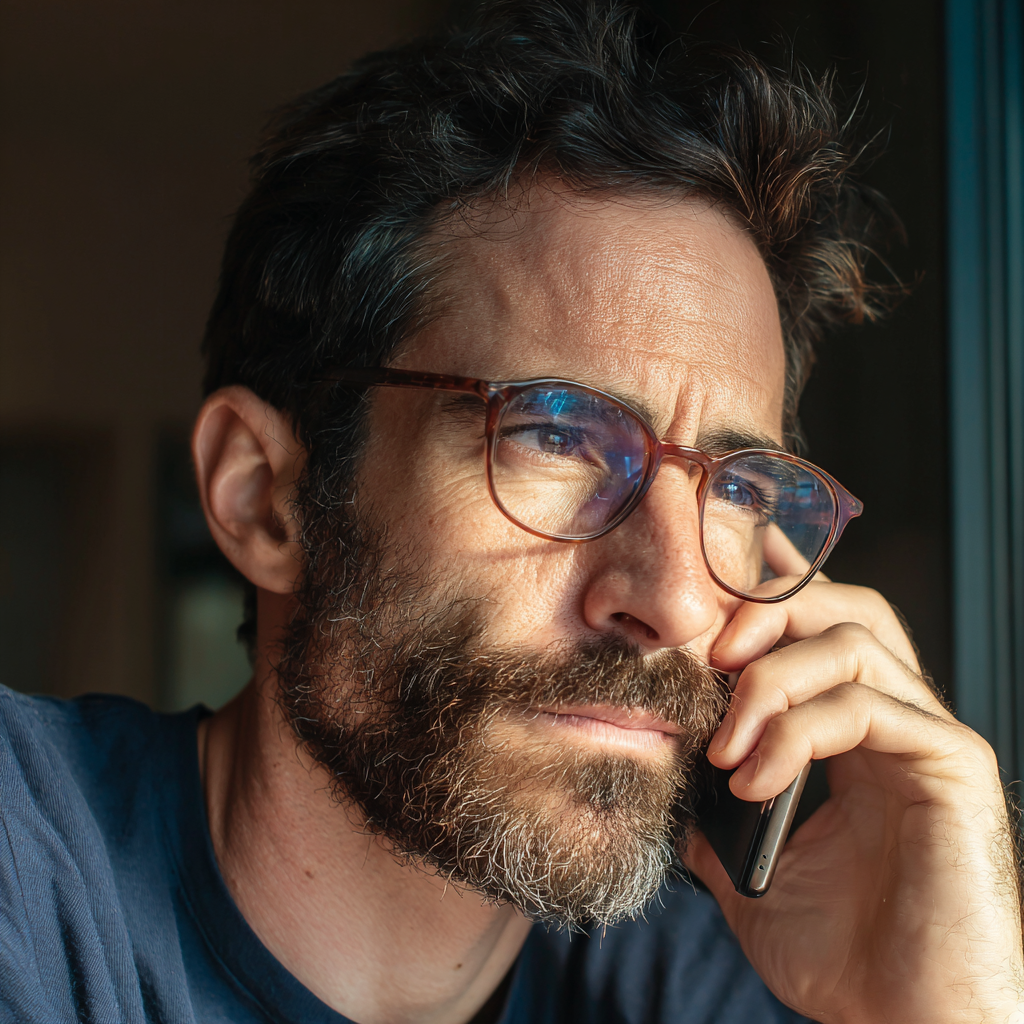 Primer plano de un hombre hablando por teléfono | Fuente: Midjourney