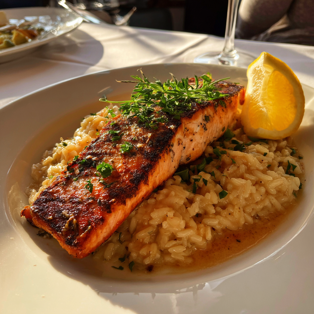 Un plato de comida sobre una mesa | Fuente: Midjourney