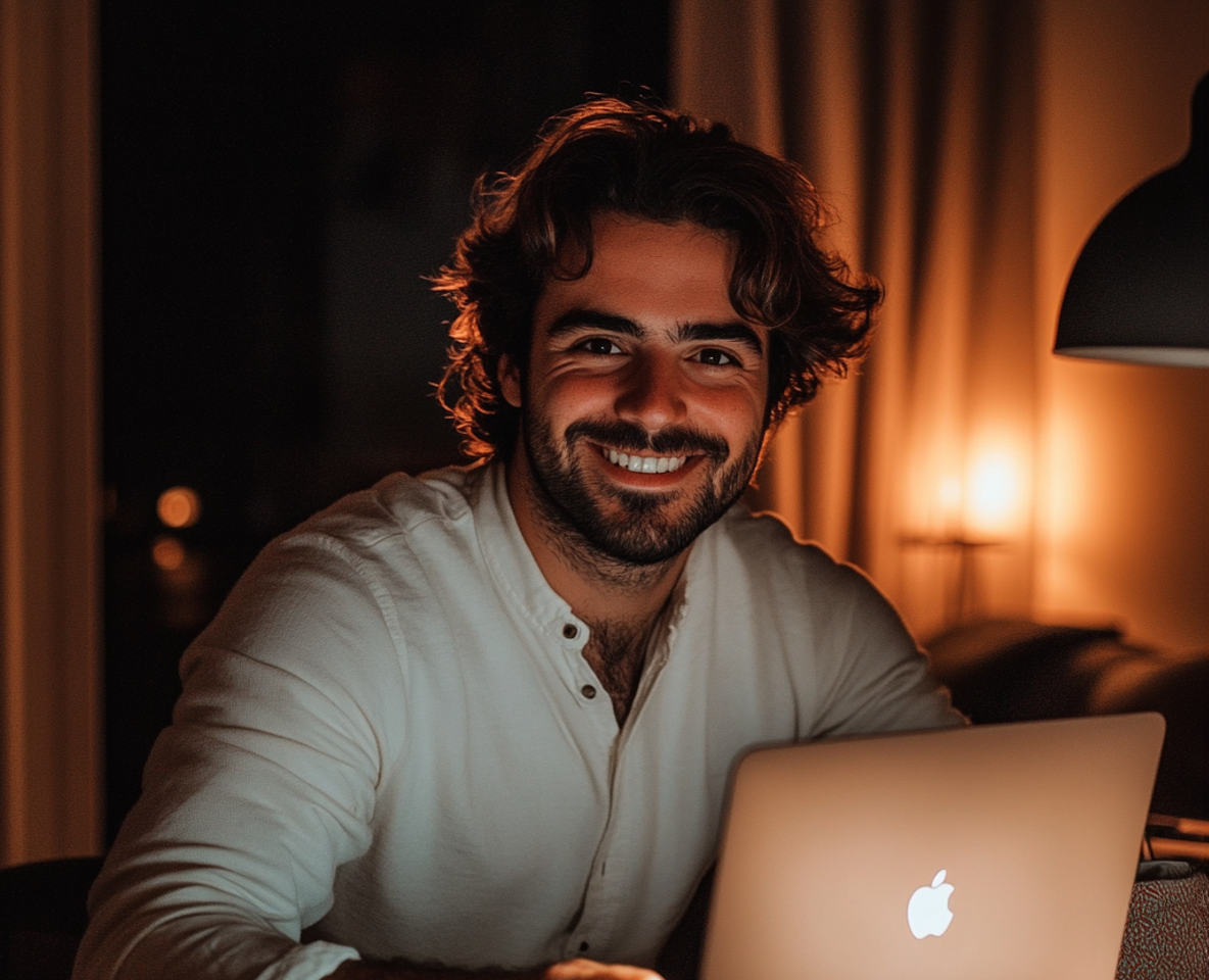Primer plano de un hombre sonriente | Fuente: Midjourney