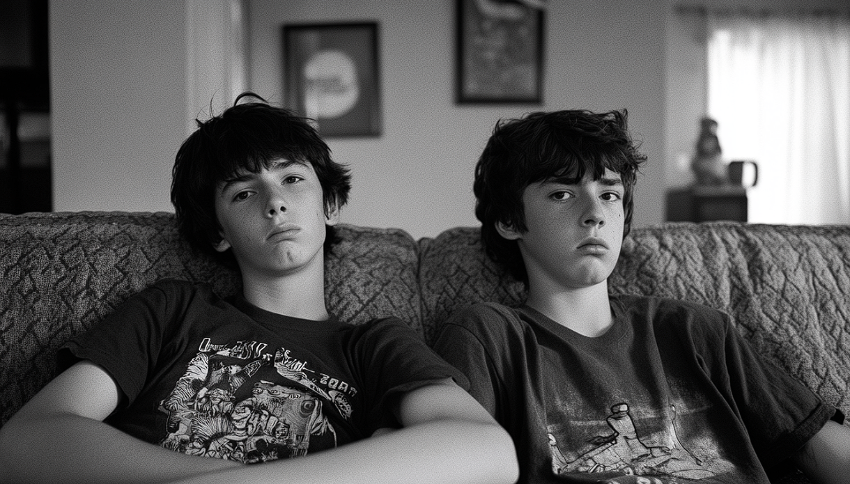 Two teenagers on a couch | Source: Midjourney