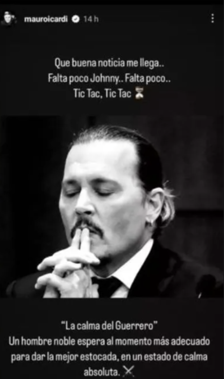 Foto de Johnny Depp compartida por Mauro Icardi | Fuente: Instagram Stories/mauroicardi