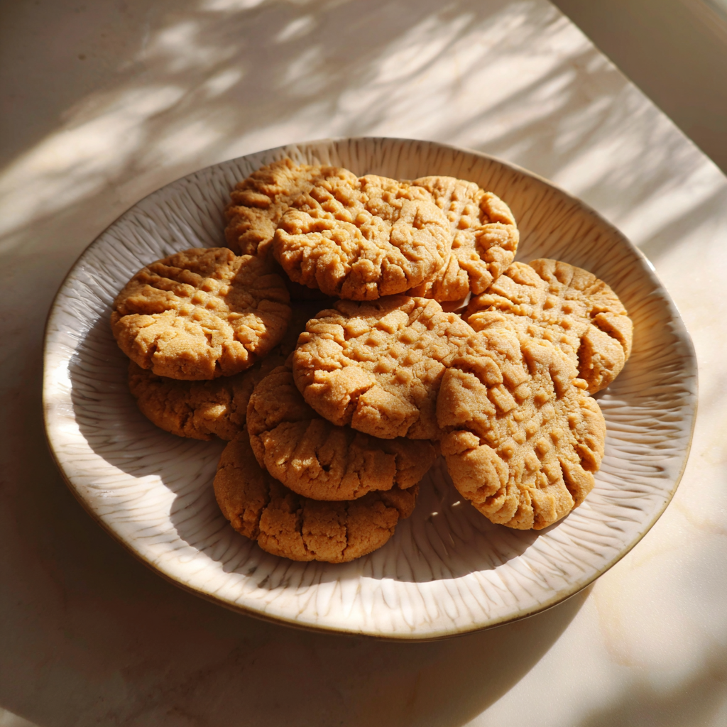 Un plato de galletas de mantequilla de cacahuete | Fuente: Midjourney