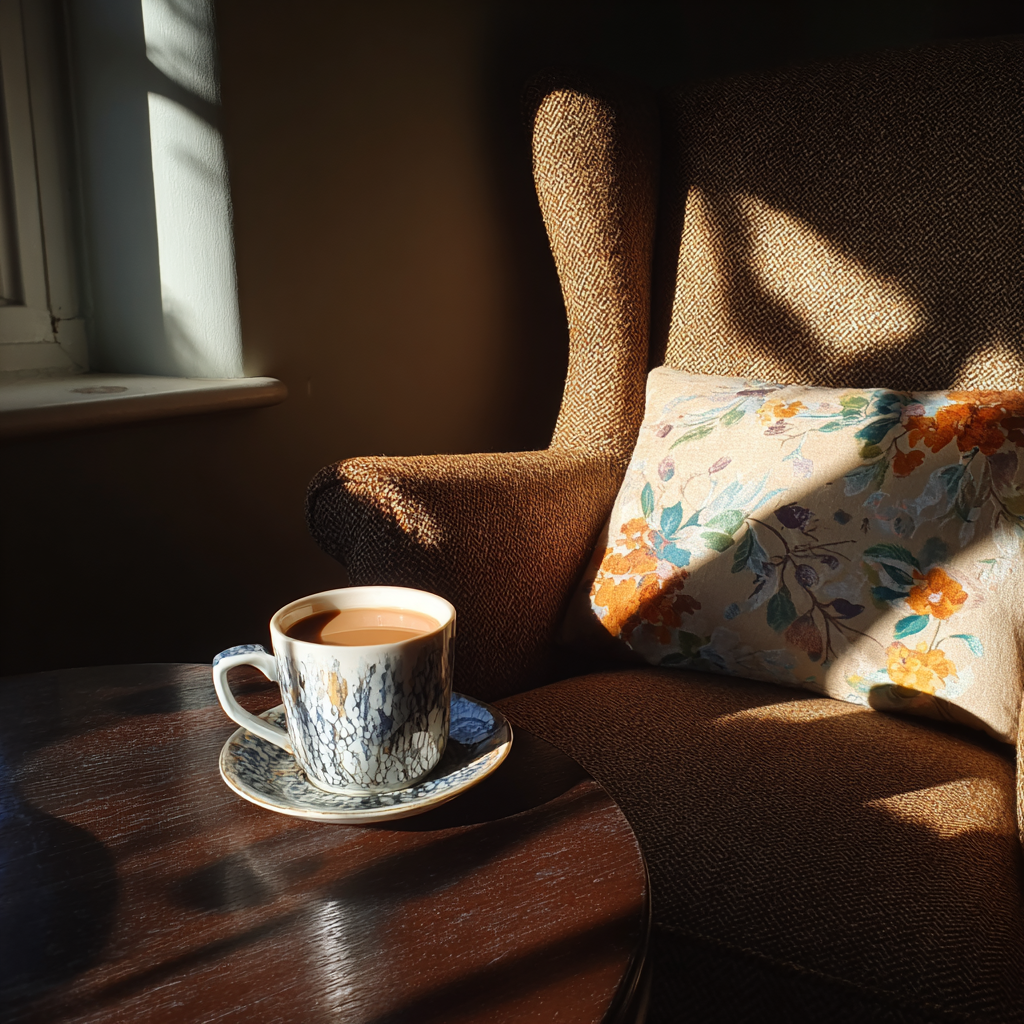 Una taza de té sobre una mesa | Fuente: Midjourney