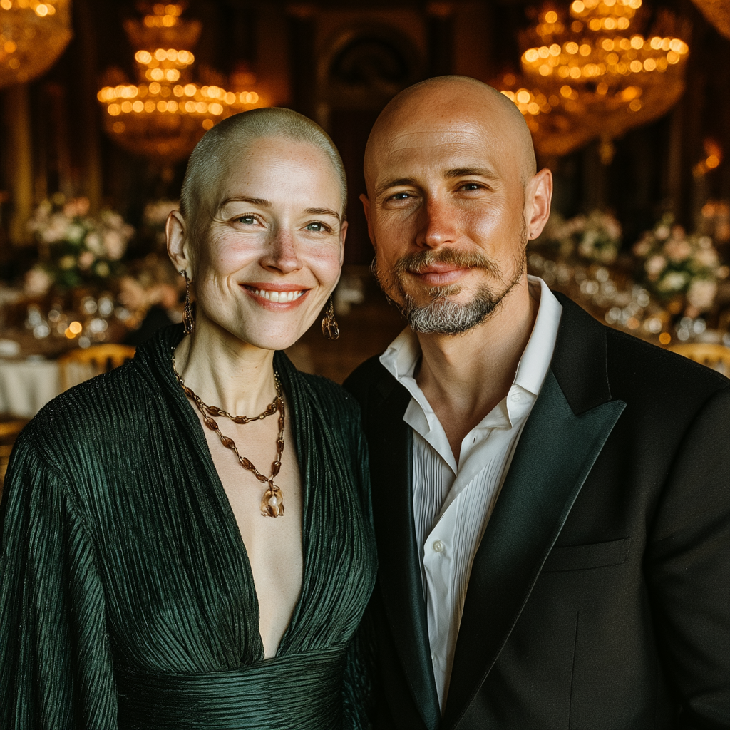 Una pareja feliz llegando a una boda | Fuente: Midjourney