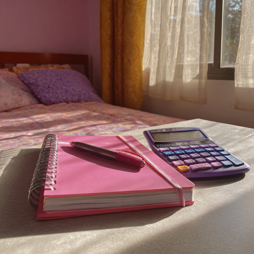 Un cuaderno rosa y un bolígrafo | Fuente: Midjourney