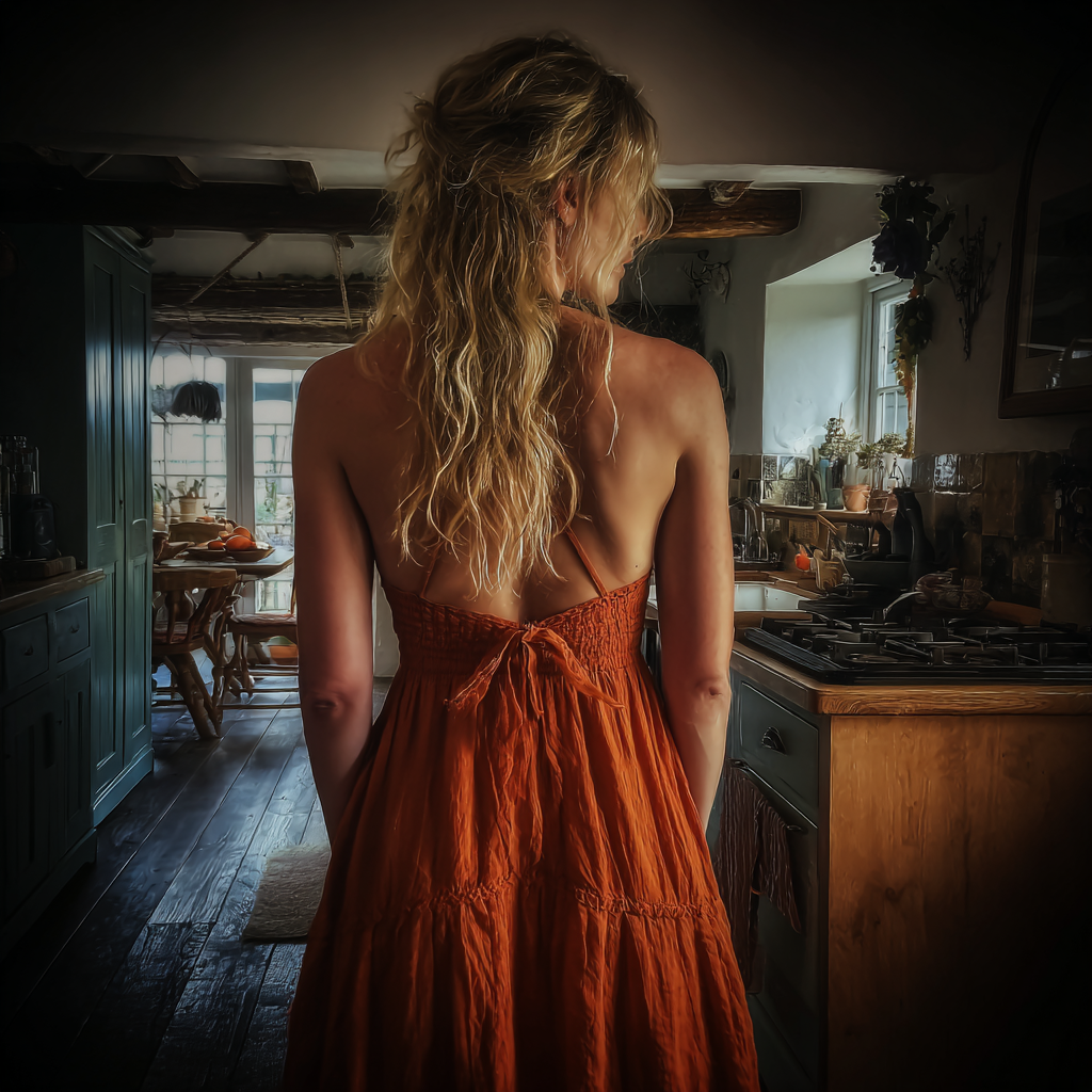 Una mujer de pie en una cocina | Fuente: Midjourney